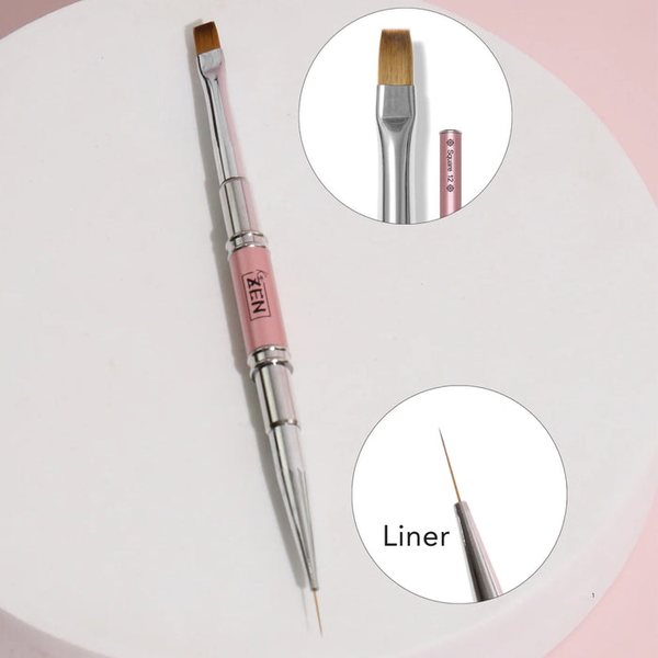 Zen - Dual Nail Art Brush 2 Heads (Oval, Square & Liner) Zen - Dual Nail Art Brush 2 Heads (Oval, Square & Liner)