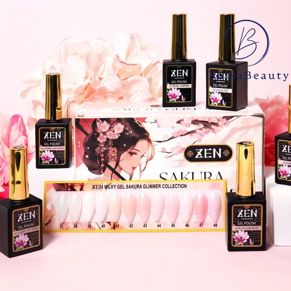 Zen - Milky Gel Polish Sakura Glimmer: Full Set 12 Colors (#37 - #48) Zen - Milky Gel Polish Sakura Glimmer: Full Set 12 Colors (#37 - #48)